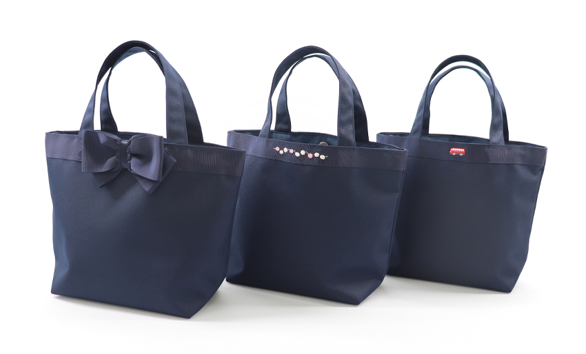 【新柄入荷】紺 ミニバッグ　ランチバッグにもお勧め　【メール便送料無料】の画像