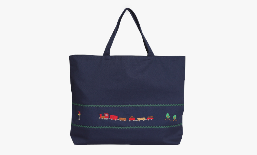 【展示見本品のため 40％オフ】手刺繍レッスンバッグ きしゃの画像
