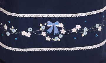 【展示見本品のため50％OFF】手刺繍シューズバッグ　ブルーリボンの画像
