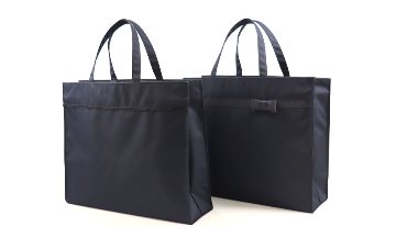 自立型 大容量トートバッグ 紺　(ブレード／リボンブローチ付き)   　の画像