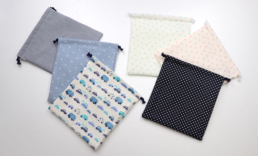 布製 巾着袋【小サイズ】 コップ入れ　ランチマット入れ　の画像