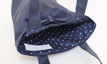 【展示見本品30％OFF】  リボンシューズバッグ　撥水加工ナイロン製【底マチあり】の画像