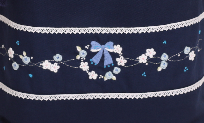 【展示見本品のため50％OFF】　手刺繍　持ち手付き巾着袋の画像