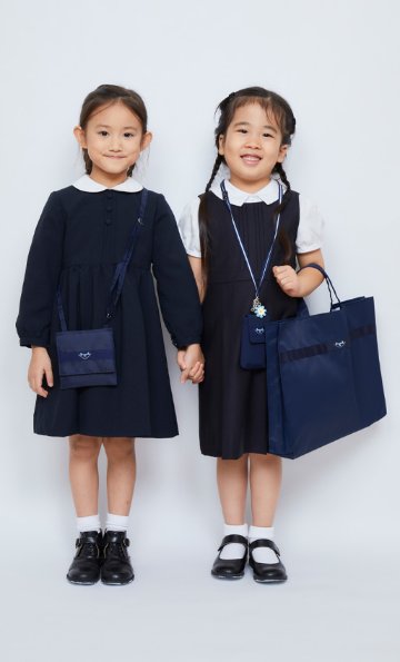 【ワケあり20％OFF】ナイロン製マチ付きレッスンバッグ　レースリボンの画像