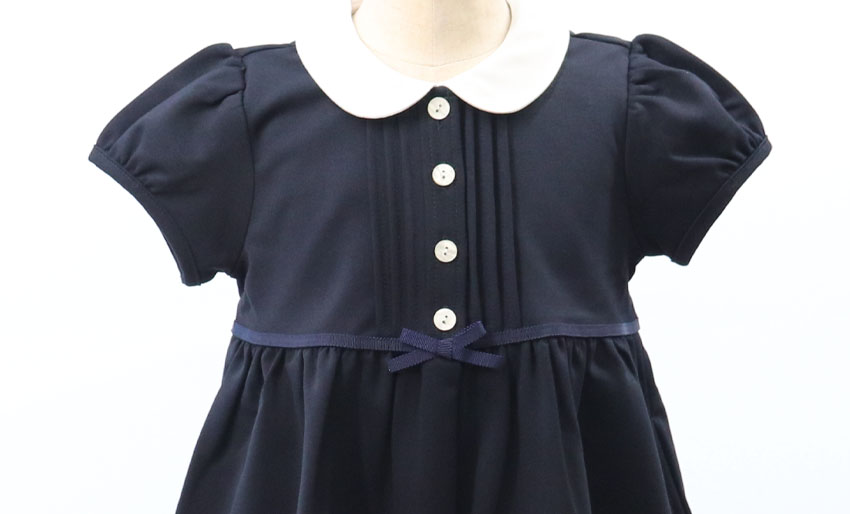 お受験服｜半袖ワンピース(前開き)紺｜日本製｜期間限定｜ペアレンツドリームの画像