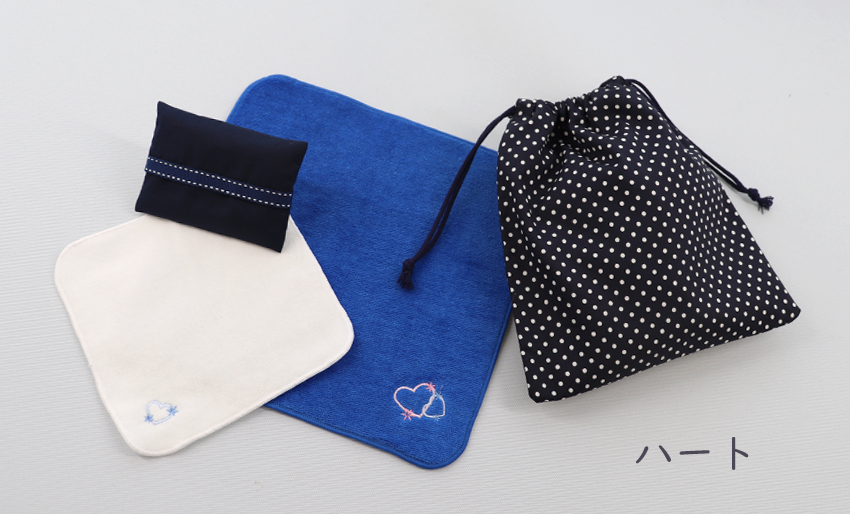 【本店限定】タオルハンカチ・巾着袋4点セット｜刺繍｜スクール小物の画像