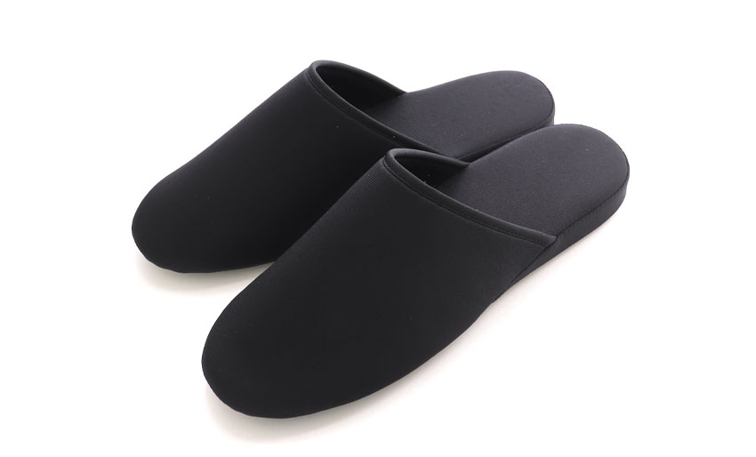 【ワケあり品】お父さまスリッパ(巾着袋付き)｜ グログラン黒 ｜日本製の画像