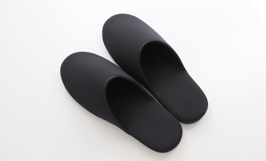 【ワケあり品】お父さまスリッパ(巾着袋付き)｜ グログラン黒 ｜日本製の画像