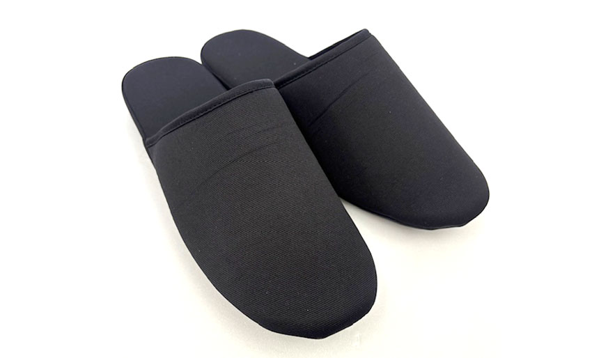 【ワケあり品】お父さまスリッパ(巾着袋付き)｜ グログラン黒 ｜日本製の画像