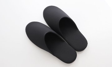 【ワケあり品】お父さまスリッパ(巾着袋付き)｜ グログラン黒 ｜日本製の画像
