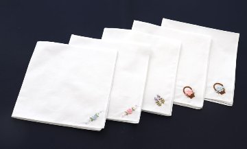 【手刺繍】綿ハンカチ｜ワンポイント刺繍｜ネット限定 の画像