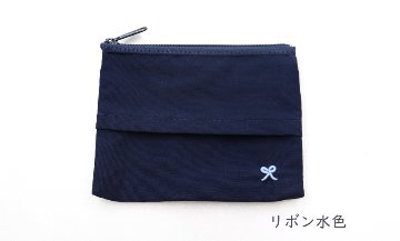【本店限定】ワンポイント手刺繍 ファスナー付き ティッシュケース 紺｜ハンドメイド の画像
