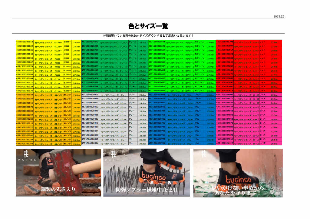 PAFHL セーフティーシューズの画像