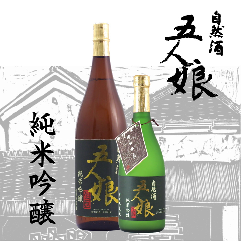 【訳あり/送料無料】五人娘 自然酒 生もと純米吟醸60％ 720ml/限定1本の画像
