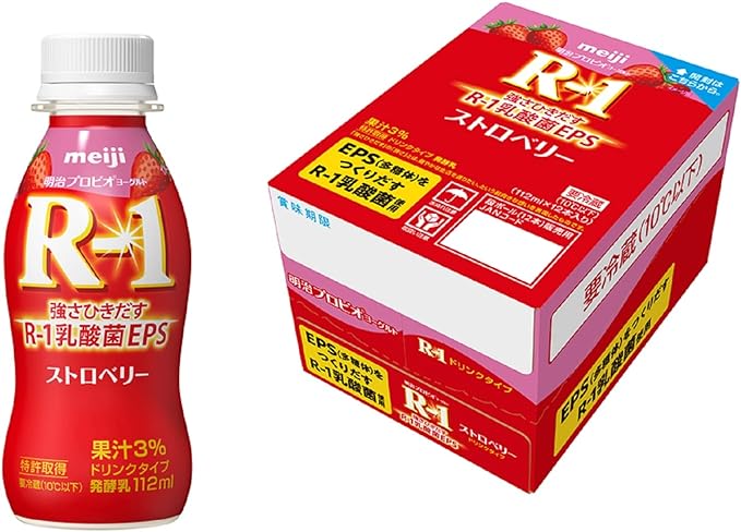【明治】プロビオヨーグルトR-1ドリンクタイプ ストロベリー（112g×12）【18ptプレゼント】の画像