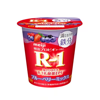 【明治】プロビオヨーグルトR-1食べるタイプ 満たすカラダ鉄分ブルーベリーミックス（112g）【1ptプレゼント】の画像