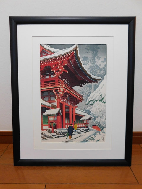 【Secondhand　Goods】浅野竹二　木版画　『上賀茂神社雪』の画像