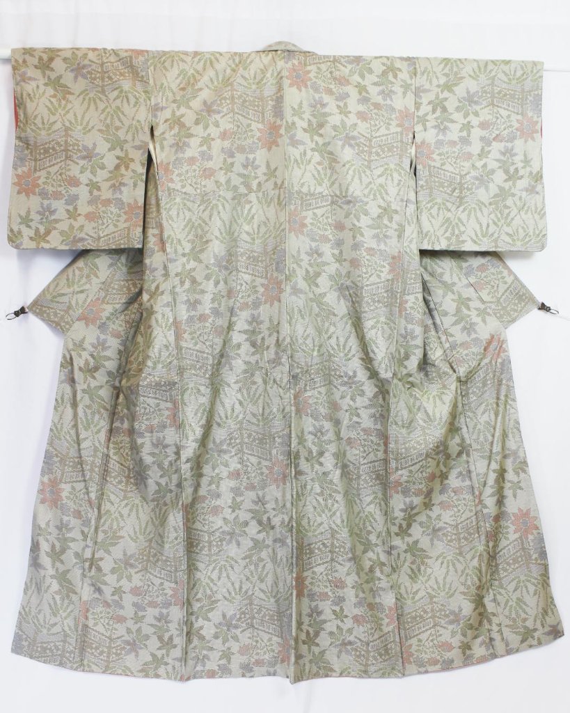 【古着物】草花模様袷着物の画像