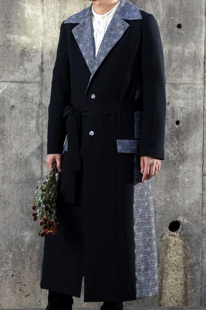 【受注商品】 Men's衿付きロングコート（リボン付き）の画像