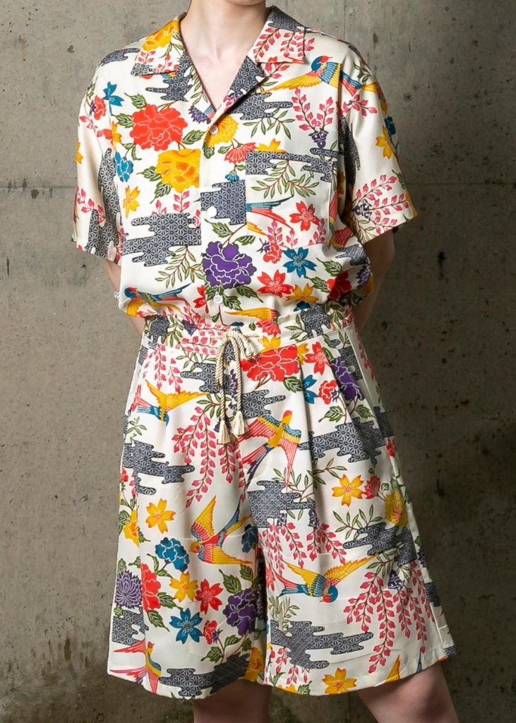 【受注商品】 半袖開襟シャツ＋ドロストショートパンツの画像