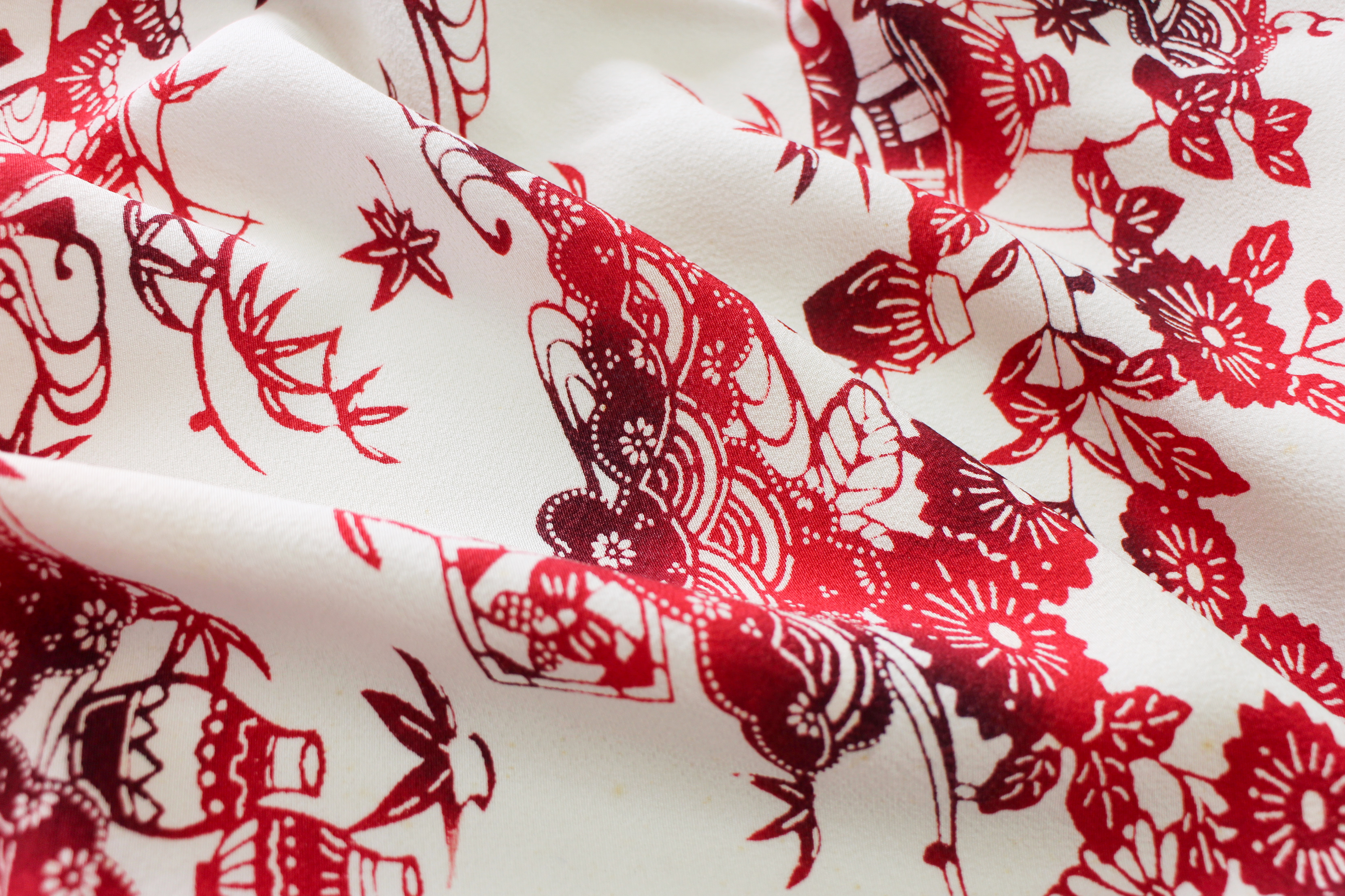 【古着物】草花風景柄小紋着物の画像