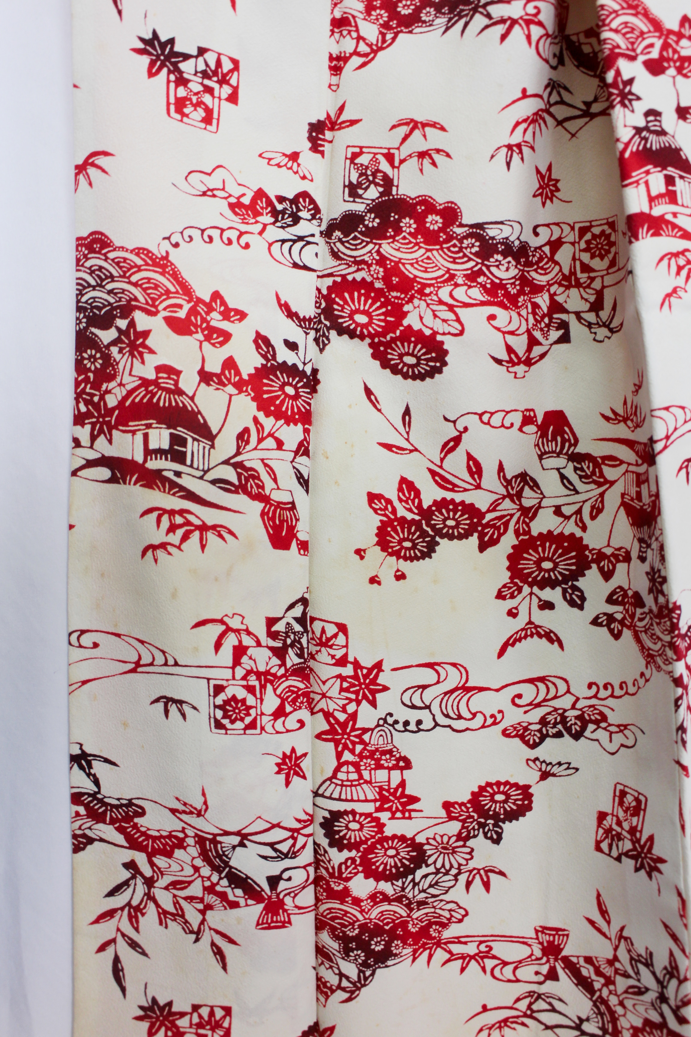 【古着物】草花風景柄小紋着物の画像