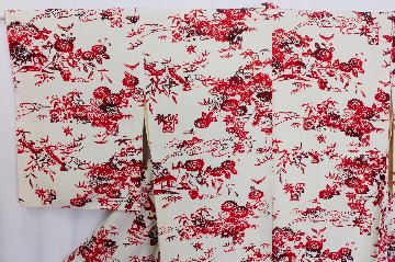 【古着物】草花風景柄小紋着物の画像