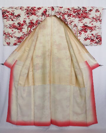 【古着物】草花風景柄小紋着物の画像