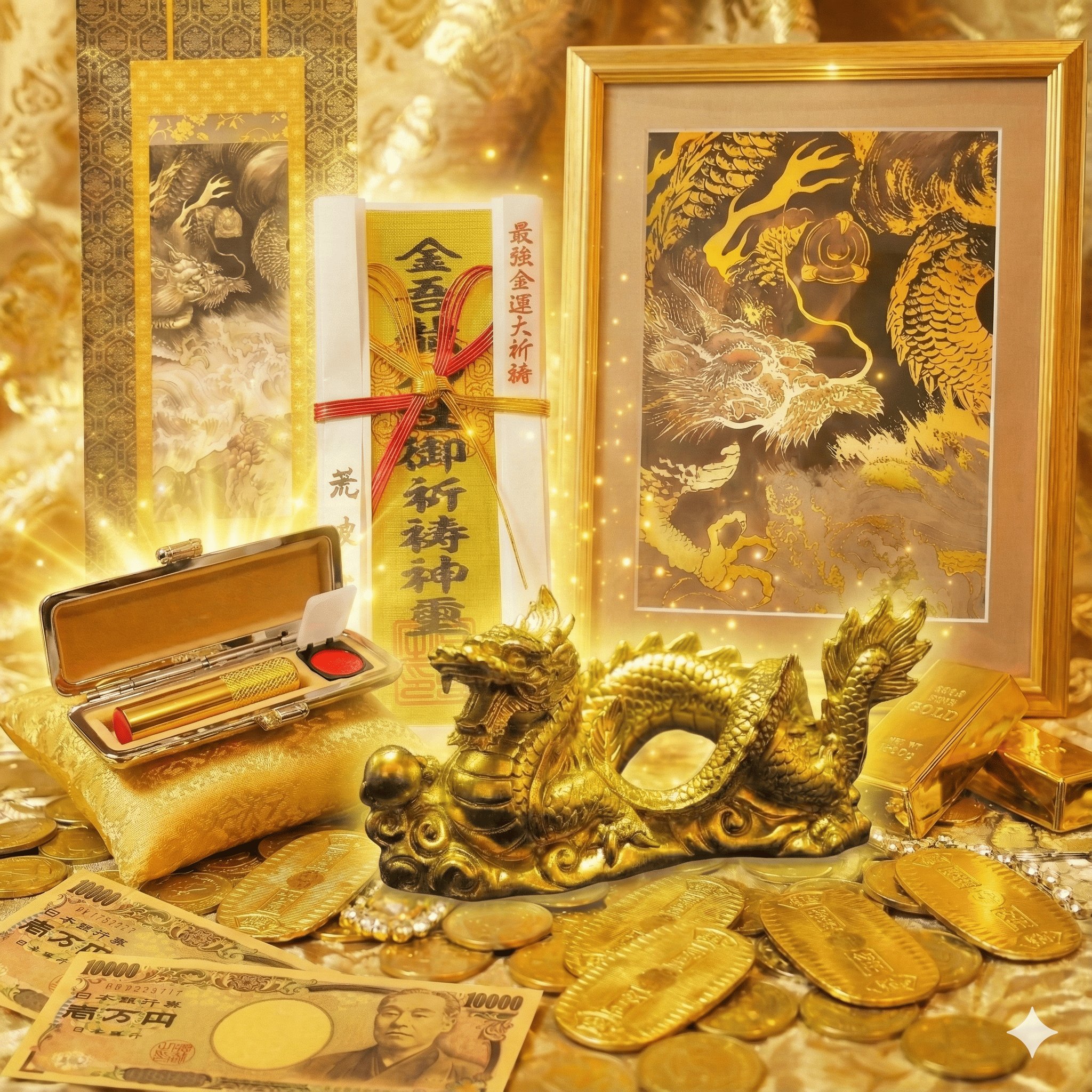 金運爆上げ！運気上昇！鍍金製　魂入り　上昇水晶龍！祈祷済み 送料無料！最強金運隆盛御祈祷！金吾龍神社御神徳ブレス＋荒波々幾大神