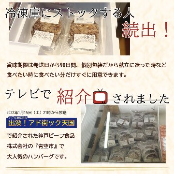 【業務用・送料込】神戸牛入りハンバーグ 1ケース80枚入りセットの画像