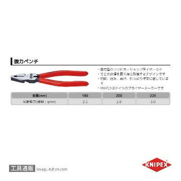 KNIPEX 0201-180 強力型ペンチ (SB)画像