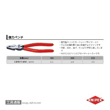 KNIPEX 0201-180 強力型ペンチ (SB)の画像