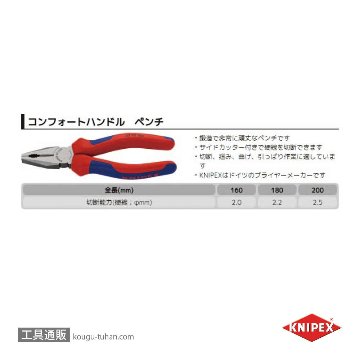 KNIPEX 0302-200 ペンチ (SB)の画像