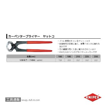 KNIPEX 5001-250 ヤットコ (カーペンタープライヤー) (SB)画像