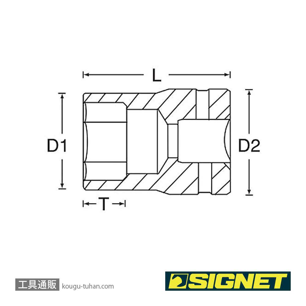 SIGNET 12100 3/8DR 1/4" ソケット (6角)画像