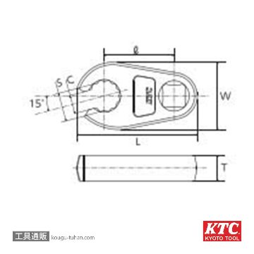 KTC BNS3-10W 9.5SQ クローフットレンチの画像