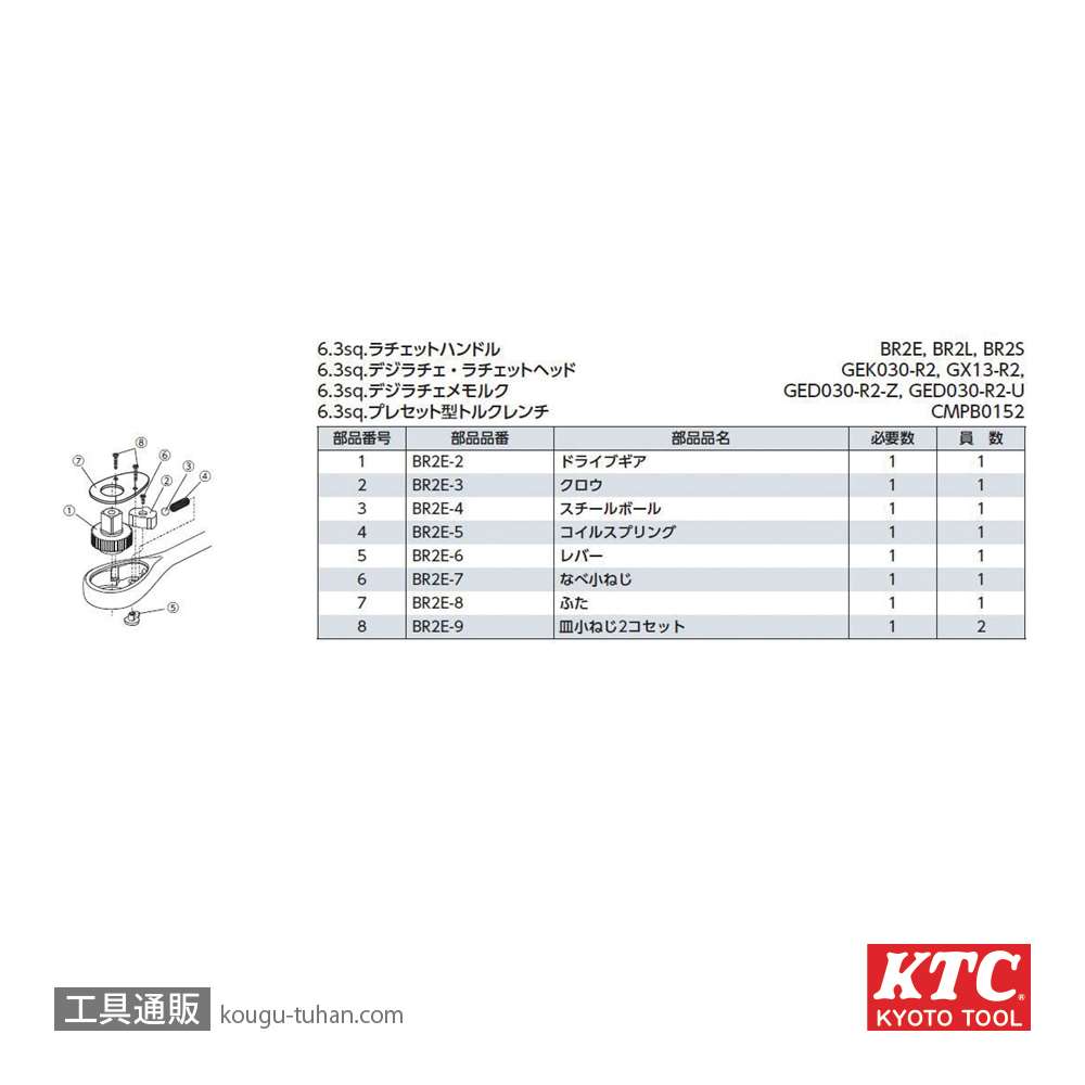 KTC BR2E (6.3SQ)ラチェットハンドル画像