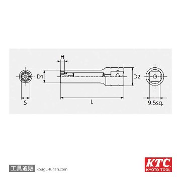 KTC B3L-12MGA (9.5SQ)マグネットディープソケットの画像