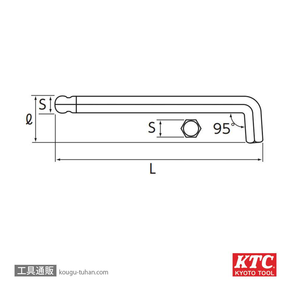 KTC HLDS250-1.5 ロング六角棒レンチ首下ショートの画像