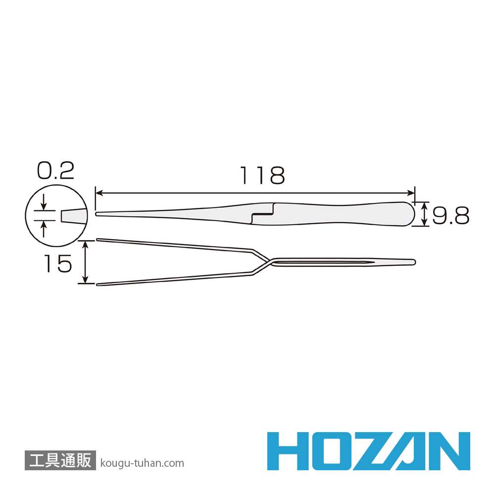 HOZAN P-651 逆作用ピンセットの画像