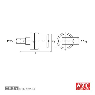 KTC BJAP64 (19.0SQ)インパクトレンチ用ジョイントアダプタ画像