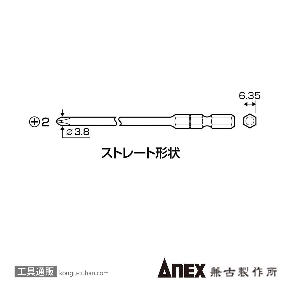 ANEX ASKM-2100 サイコウビット (+)NO.2X100 (2本組)画像