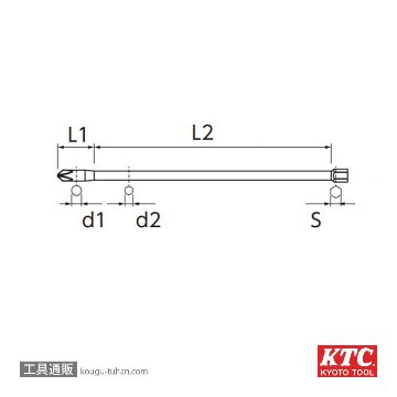KTC ADR10-040 ヘッドライト光軸調整レンチ(ショートビット)画像