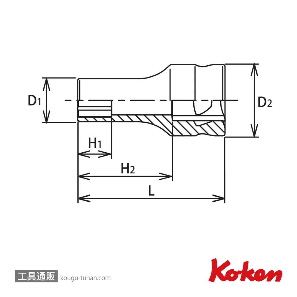 コーケン 3300XZ-10 Z-EAL3/8"6角セミディープソケット 10mm画像