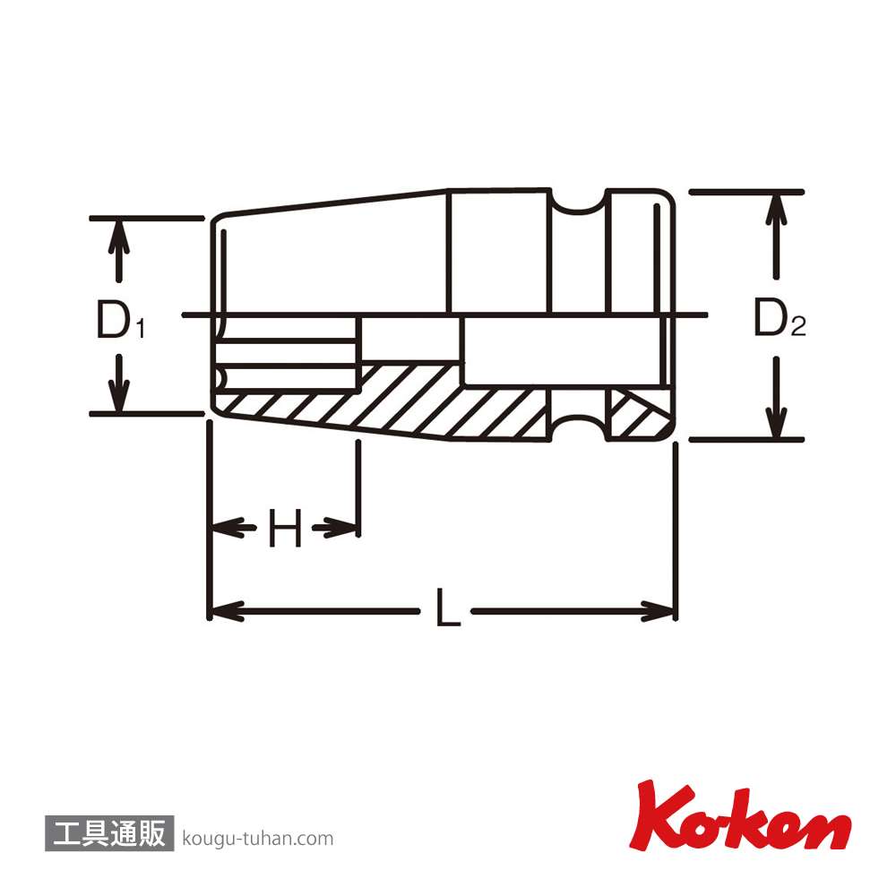 コーケン 12410M-8 1/4"インパクトサーフェイスソケット 8mm画像