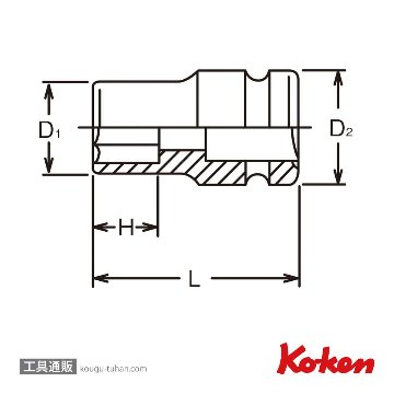 コーケン 13401M-12 3/8"インパクト6角ソケット/薄肉 12mm画像