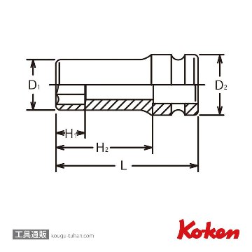 コーケン 13301X-21 3/8"インパクト6角セミディープソケット/薄肉画像