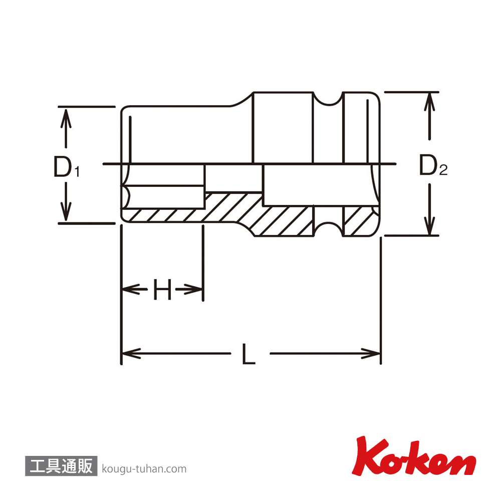 コーケン 14401M-8 1/2"インパクト6角ソケット/薄肉 8mmの画像