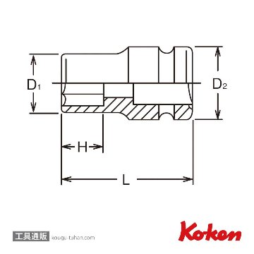 コーケン 14401M-12 1/2"インパクト6角ソケット/薄肉 12mm画像