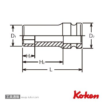 コーケン 14301X-10 1/2"インパクト6角セミディープソケット/薄肉画像